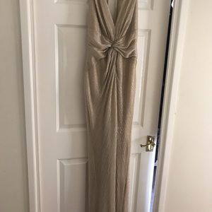 Debut gold shimmer textured maxi dress